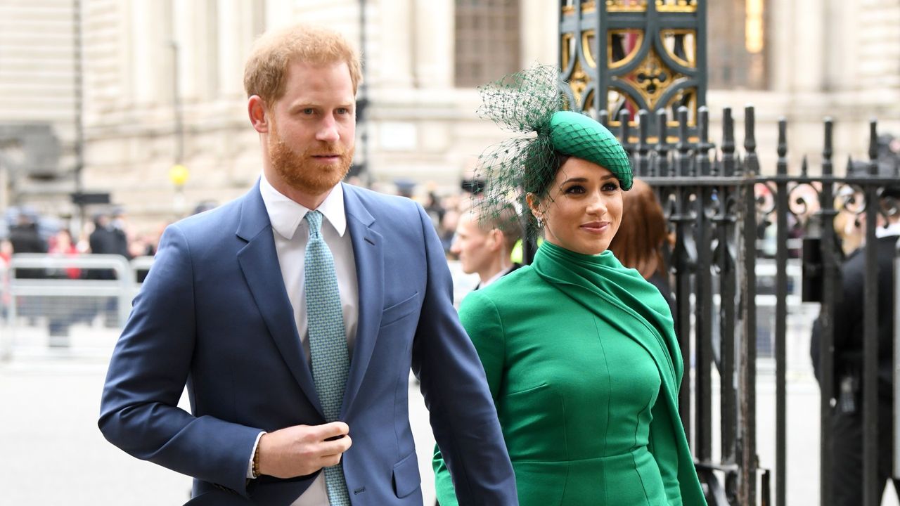 Prince Harry, Duke of Sussex and Meghan, Duchess of Sussex attend the Commonwealth Day Service 2020 at Westminster Abbey on March 09, 2020 in London, England