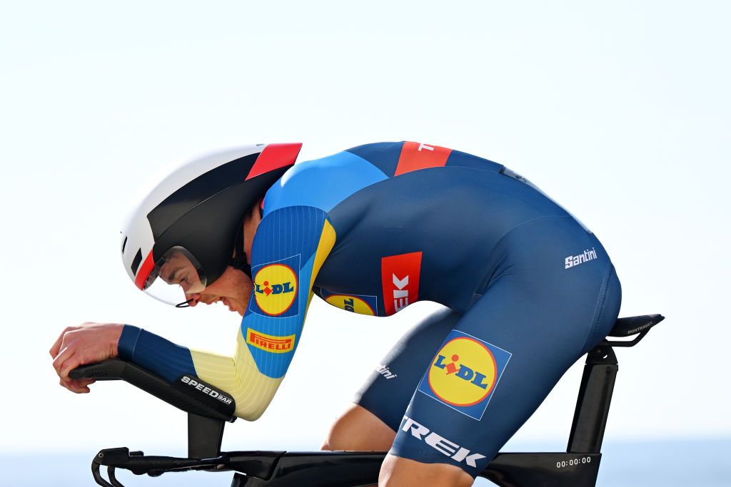 Mads Pedersen (Lidl-Trek) in action in the time trial
