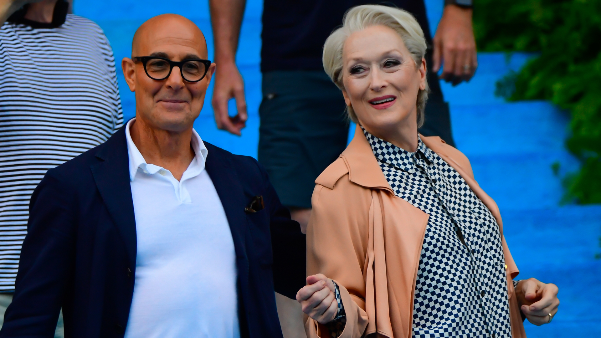 Meryl Streep and Stanley Tucci are seen filming &#039;The Devil Wears Prada 2&#039; on August 01, 2025 in New York City