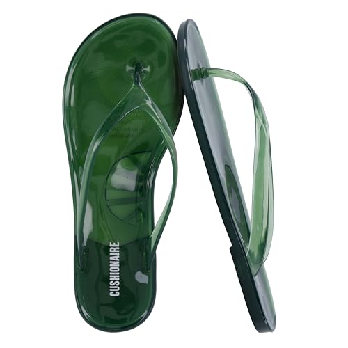 Cushionaire Splash Jelly Flip Flops for Women With Flexible Sole, Soft Footbed Summer Sandals for Women 2026, Green 8