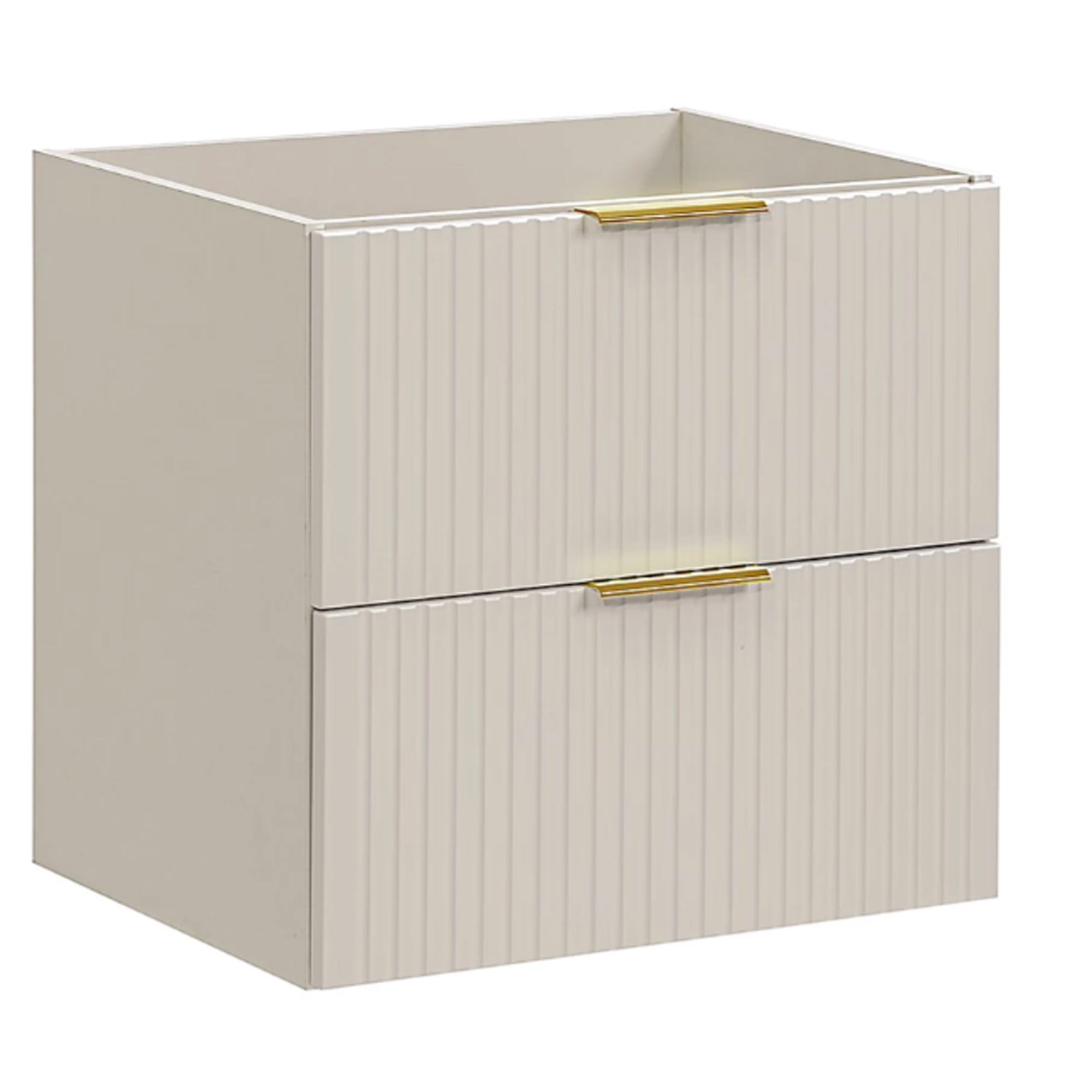 Impact Furniture Bathroom Vanity Unit 600mm Sink Cabinet Beige Cashmere Modern Wall Floating Fluted Ribbed Drawers Storage Adel at B&Q