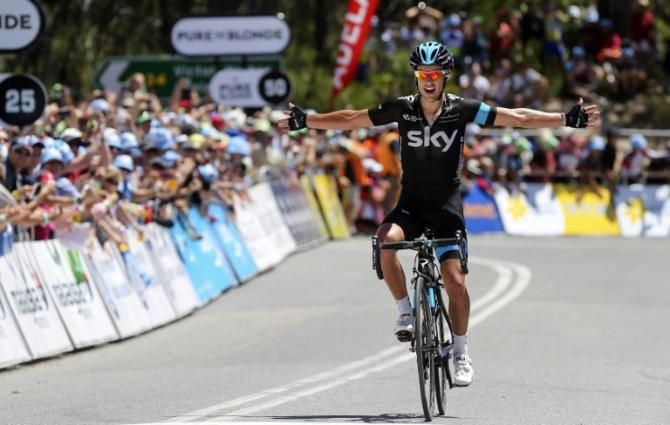 Richie Porte (Sky) celebrates his impressive win on Willunga Hill