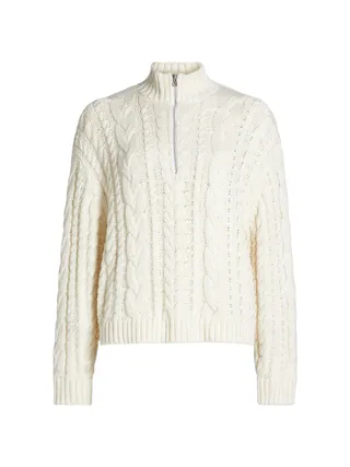 Jenni Kayne Cotton Cable-Knit Zip Sweater