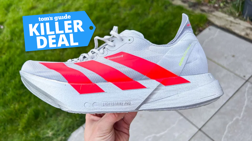 the Adizero Adios Pro 4 next to a Tom&#039;s Guide Killer Deal label