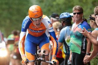 Robert Gesink (Rabobank) going as hard as he can.