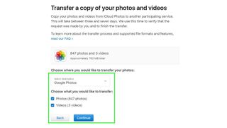 iCloud photo transfer to Google Photos