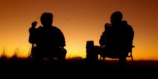 Walt and Jesse near the sunset in "4 Days Out" in Breaking Bad.