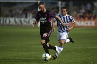 Real Sociedad in action against Bordeaux in a friendly at Irun's GAL Stadium in July 2017.