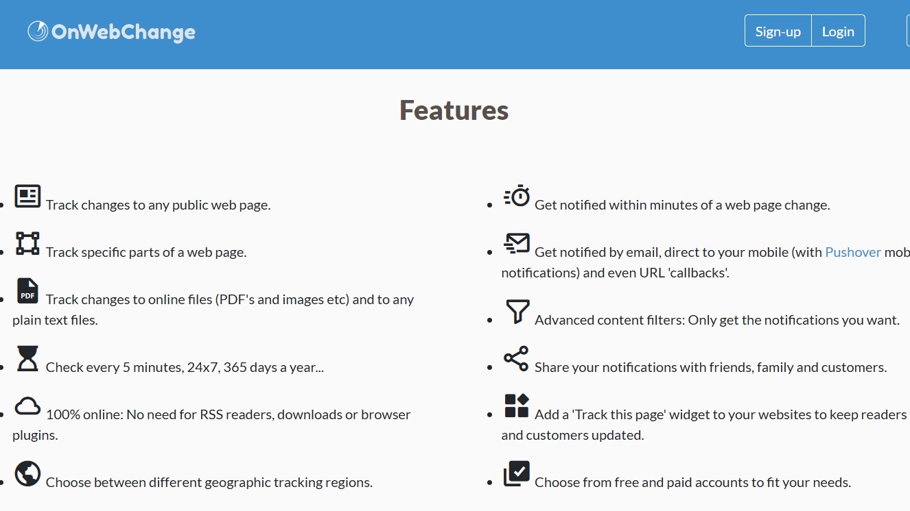 OnWebChange features
