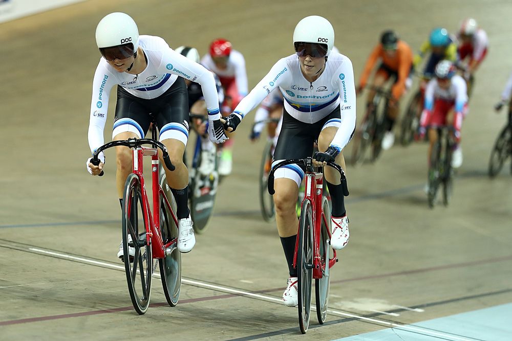 Amalie Dideriksen and Julie Leth (Denmark) claim gold in the women's Madison at Track World Cup I of 2018