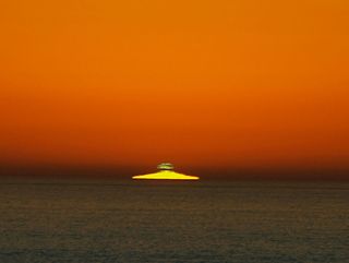 a green flash of light above the sun
