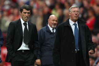Manchester United Manager Sir Alex Ferguson (R) and Sunderland Manager Roy Keane leave the playing area at the end of the Barclays Premier League match between Manchester United and Sunderland at Old Trafford on September 1, 2007 in Manchester, England. (Photo by Shaun Botterill/Getty Images)