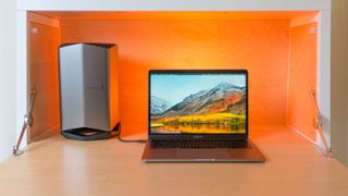 Blackmagic eGPU next to MacBook Pro 