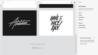 Squarespace's site styles window showing different font schemes
