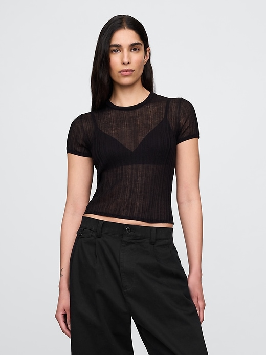 Sheer Rib Sweater T-Shirt
