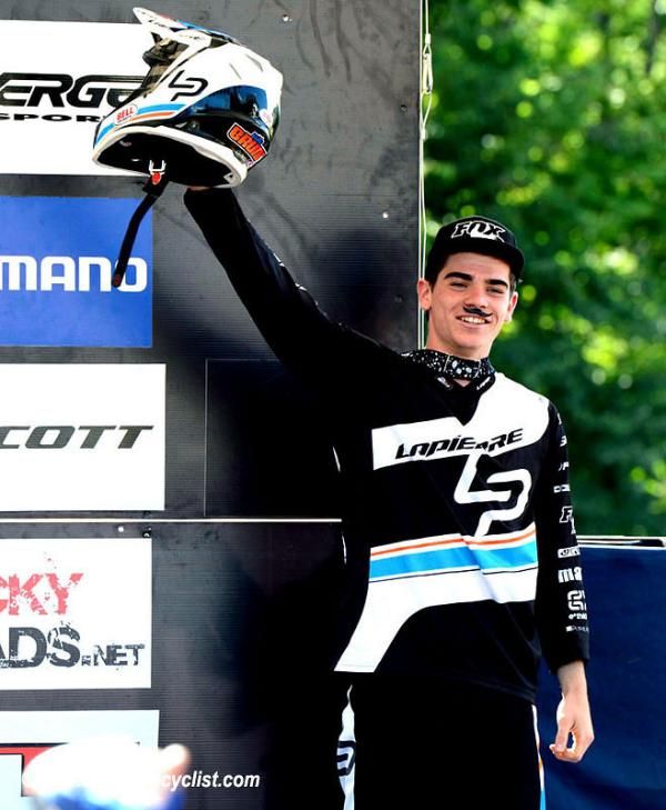 Loic Bruni (Lapierre International) displays his best "evil villian" mustache