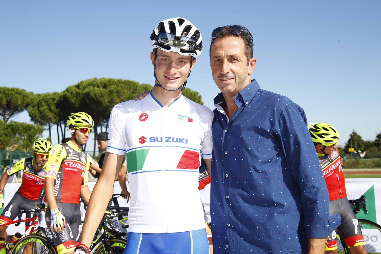 Umberto Orsini with his uncle, 1999 Paris-Roubaix winner Andrea Tafi.