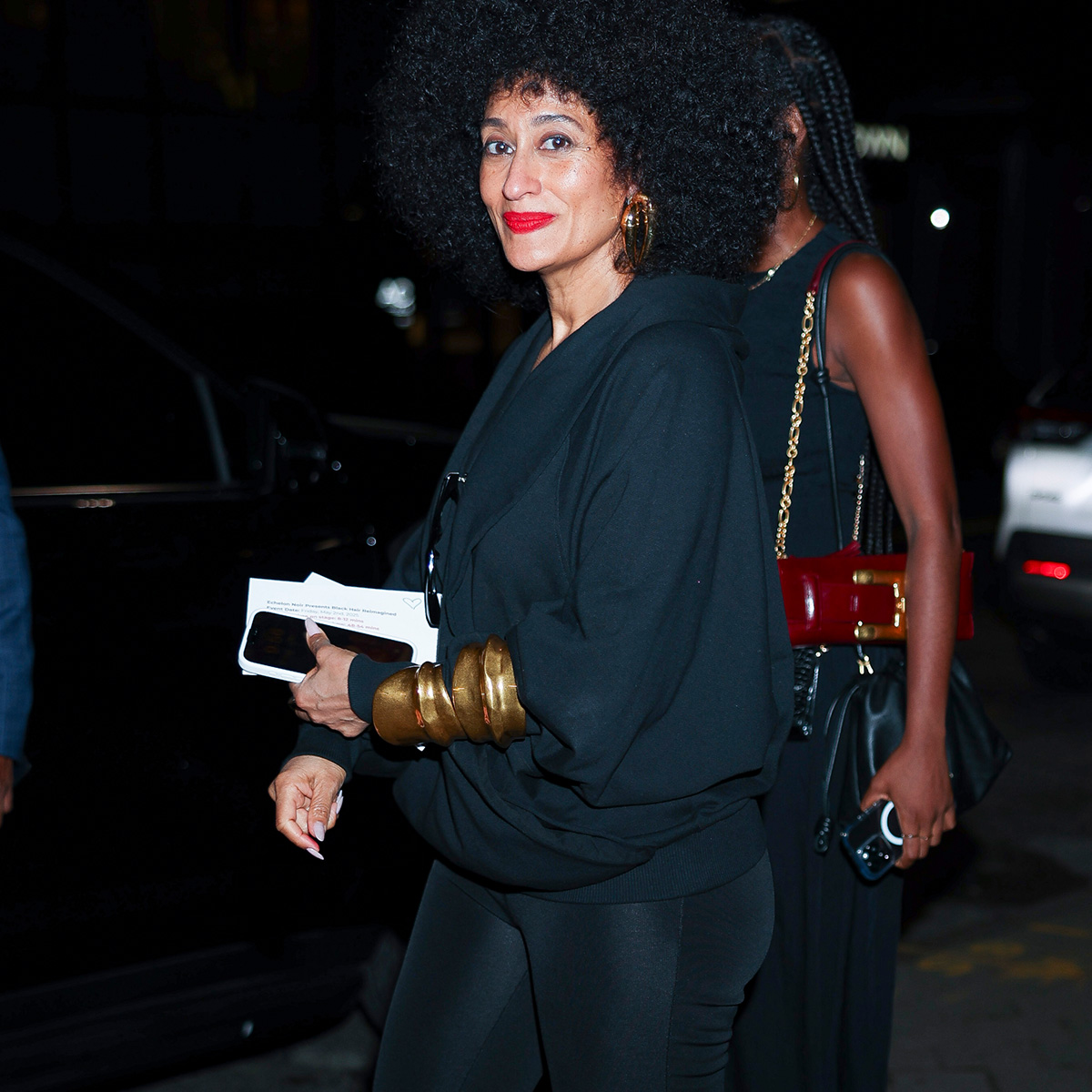 tracee ellis ross wearing leather leggings