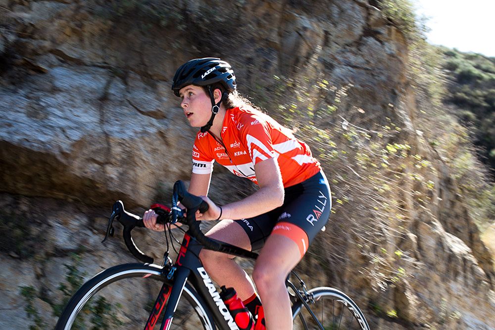 Katherine Maine tackles the climb of Gibraltar Road.