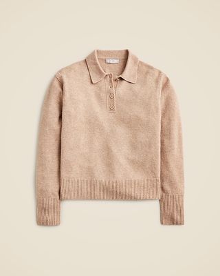 Long-Sleeve Sweater-Polo in Supersoft Yarn