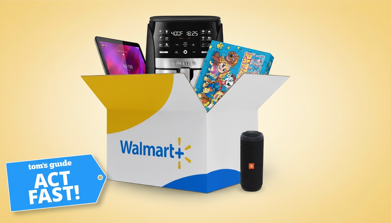 Walmart box shown with tech items