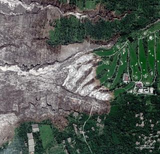 The Merapi Golf Course in Yogyakarta, covered in ash.