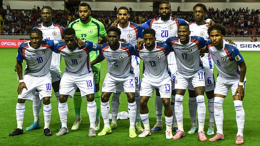 Haiti&#039;s players pose for a team photo ahead of the 2026 FIFA World Cup Concacaf qualifier football match between Costa Rica and Haiti at the National Stadium in San Jose on September 9, 2025.