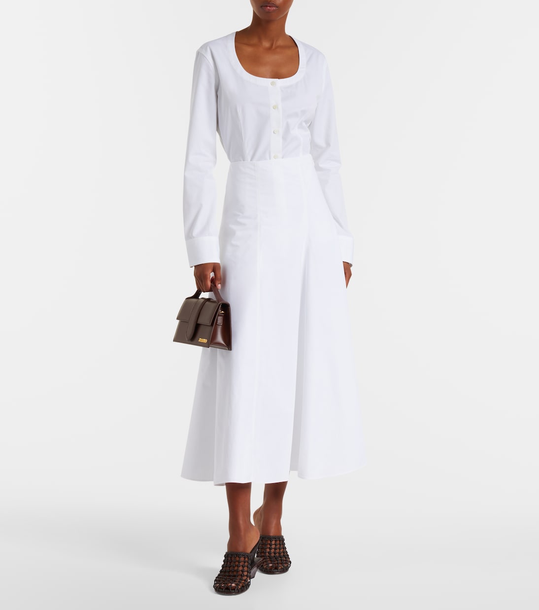 Triangle Cotton Poplin Midi Skirt