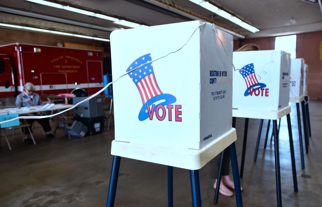 Voting booths in Los Angeles County.