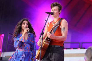 Camila Cabello and Shawn Mendes perform onstage during Global Citizen Live, New York on September 25, 2021 in New York City