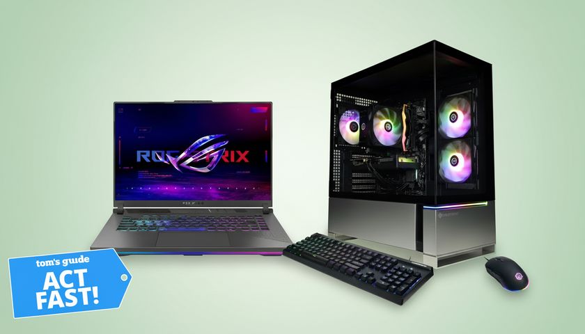 Asus gaming laptop and CyberPower PC desktop