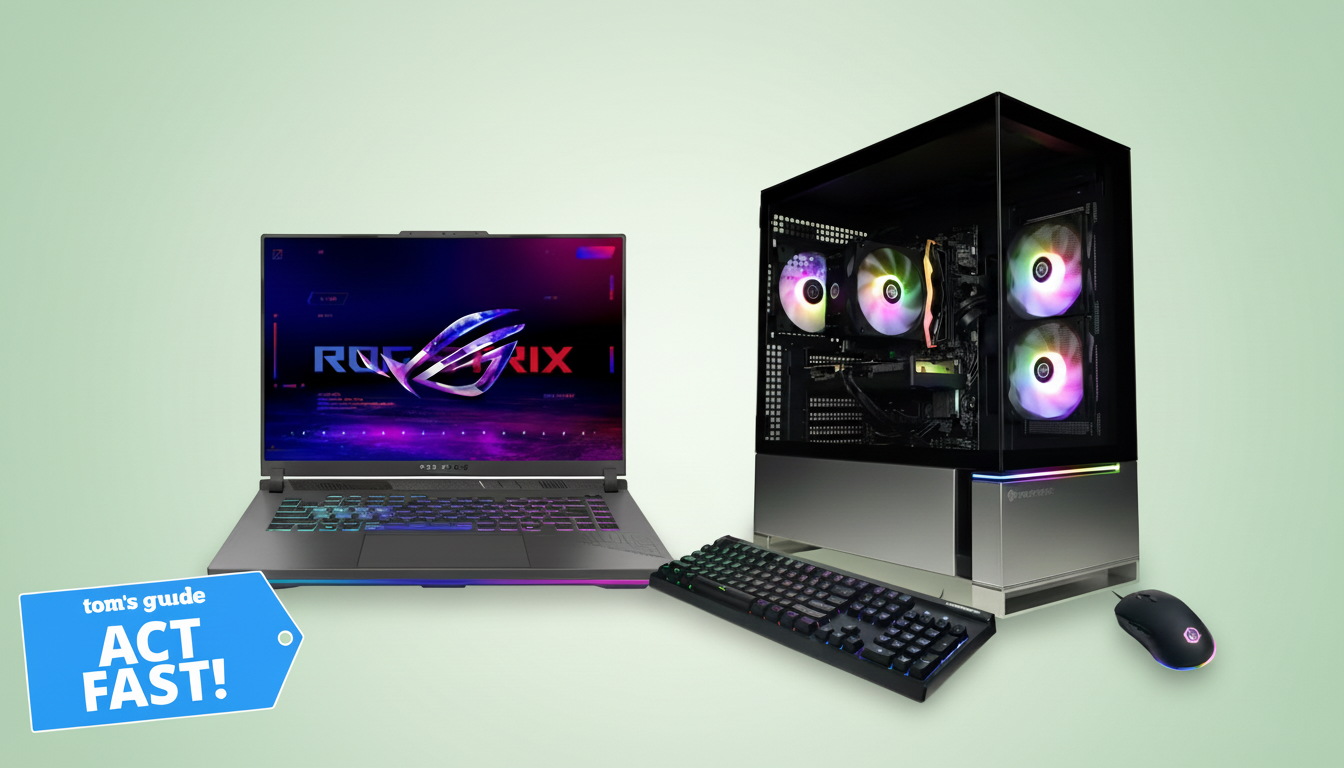 Asus gaming laptop and CyberPower PC desktop