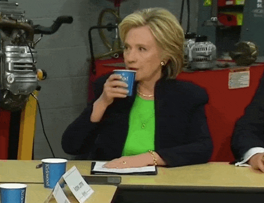 hillary clinton sipping water