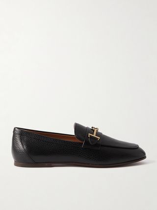 Logo-Embellished Textured-Leather Loafers