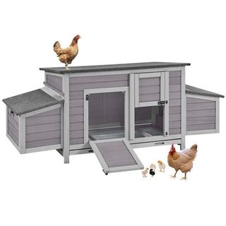 Aivituvin Wooden Chicken Coop Large Chicken House Outdoor for Duck Quail Hen Cage With Run 2 Nesting Boxes