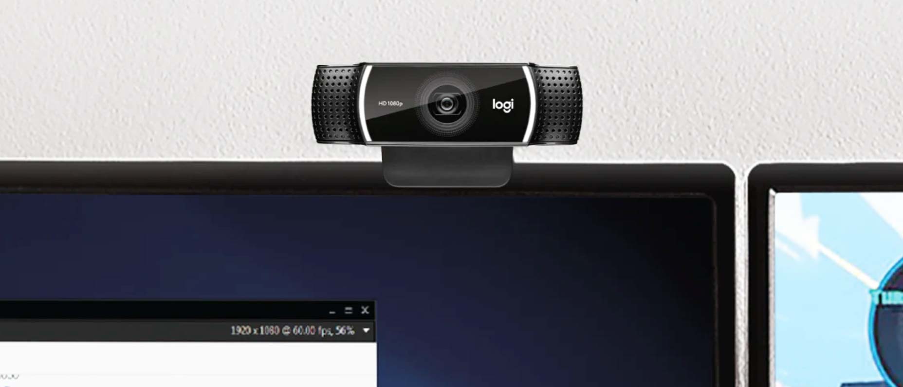 Logitech C922 Pro HD Stream Webcam mounted on monitor