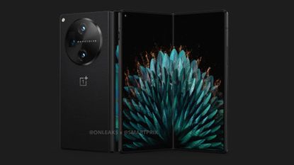 A leaked render of the OnePlus Open on a black background