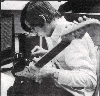 Roger Mayer adjusting one of Jimi Hendrix's Strats