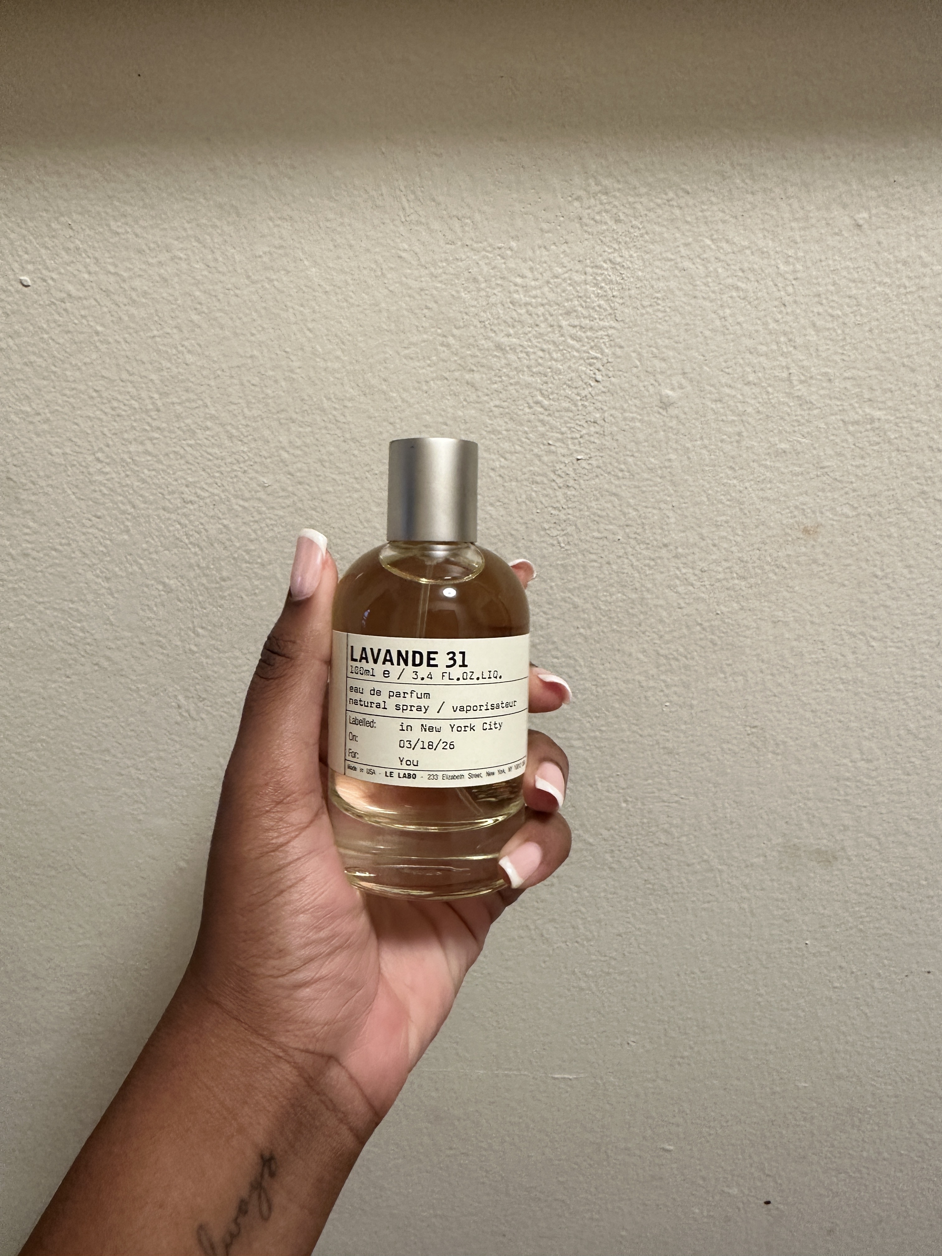 Ariel Baker testing Le Labo Lavande 31