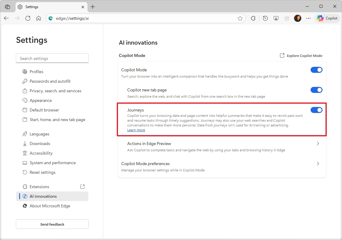 Edge with Journeys enabled