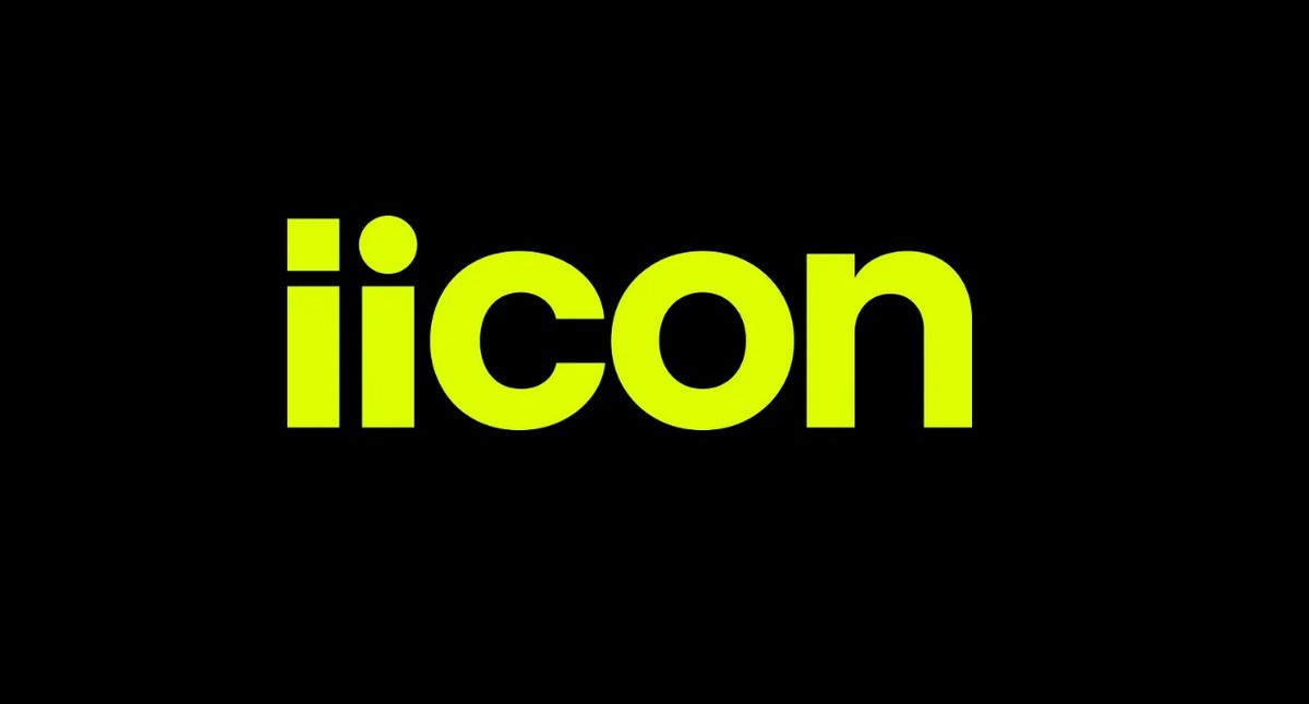 Yellow text saying &quot;iicon&quot; on a black background