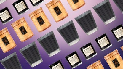 Best candles on purple background with Boy Smells, Voluspa and Nest NY candles