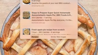The Visual Look Up feature being used to find recipe information in macOS.