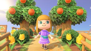 Animal Crossing character standing on a path