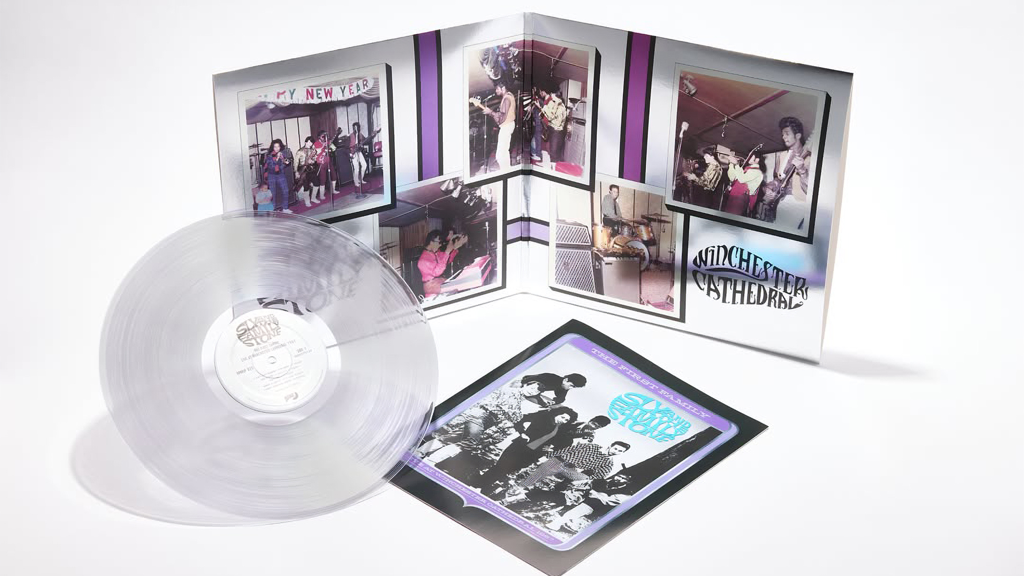 The package contents for High Moon Records' release "Sly and the Family Stone: The First Family - Live at the Winchester Cathedral 1967"