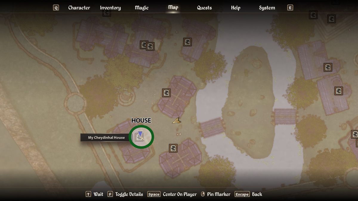 A map highlighting where you can buy the Cheydinhal house in Oblivion Remastered.