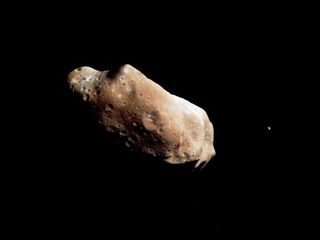 NASA's Galileo spacecraft took this image of asteroid Ida and its moon Dactyl in 1994. The image was the first conclusive evidence that natural satellites of asteroids exist. We still don't know whether Vesta has a moon