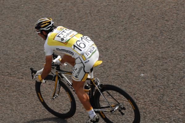 Michael Albasini in yellow at the Tour of Britain.