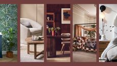 compilation image of five key autumn interior design trends 2023