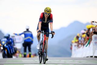 SERRE CHEVALIER FRANCE JULY 13 Geraint Thomas of The United Kingdom and Team INEOS Grenadiers crosses the finish line during the 109th Tour de France 2022 Stage 11 a 1517km stage from Albertville to Col de Granon Serre Chevalier 2404m TDF2022 WorldTour on July 13 2022 in Col de GranonSerre Chevalier France Photo by Tim de WaeleGetty Images